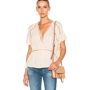 IRO Lesly Wrap-effect Crinkled Gauze Top Vanille - Size 34